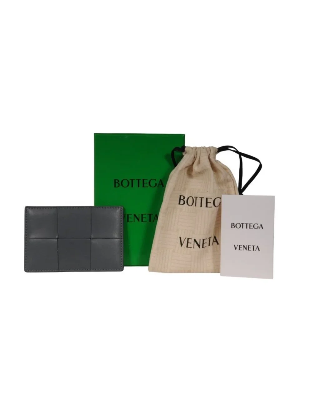Bottega Veneta Mens Cassette Card Holder Gray Leather Wallet Greay Multi Pocket
